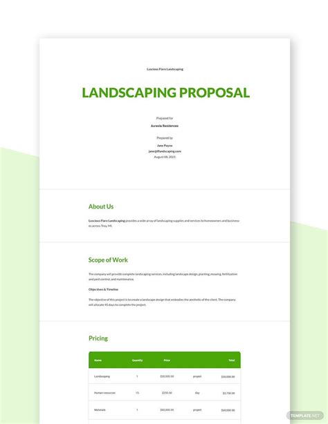 Landscaping Proposal Template Word
